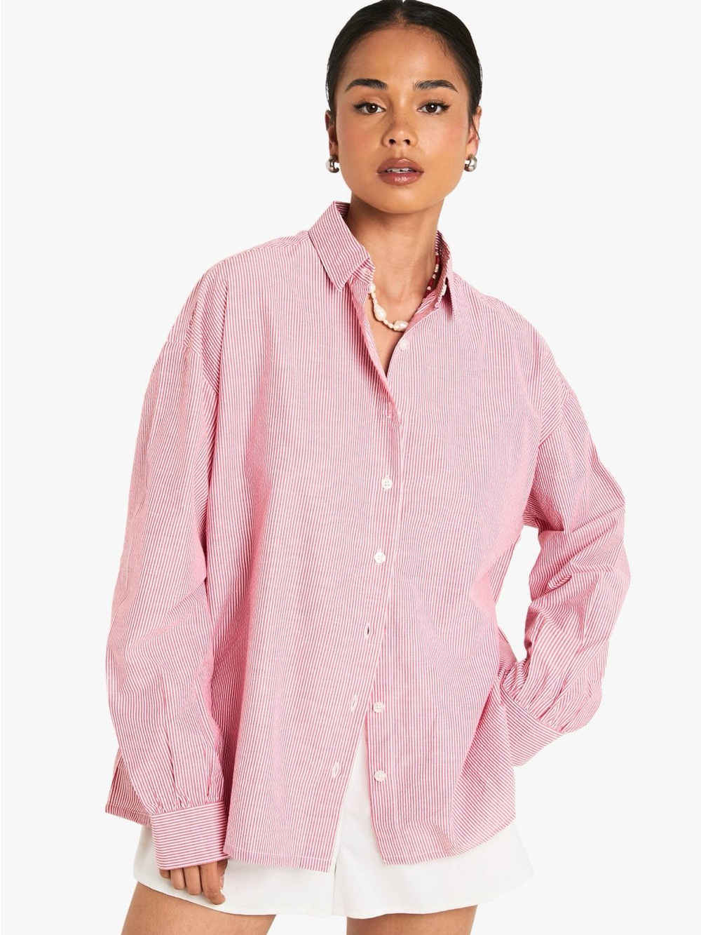 Pretty Little Thing Women’s Oversized Pink Striped Button Down